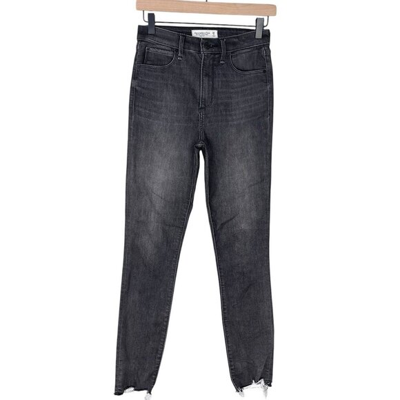 Abercrombie & Fitch Jeans 26 LONG High Rise Super Skinny Ankle Raw Hem Stretch - Picture 1 of 8